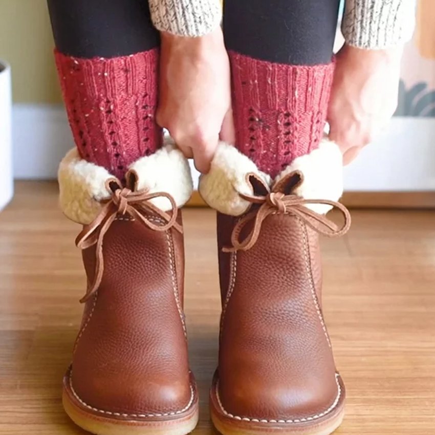 Flore - Bottes d'Hiver en Cuir Chaudes & Imperméables - Boréale Québec